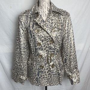 Lisa International Elegant Animal Print Short Trench Coat / Jacket Size L